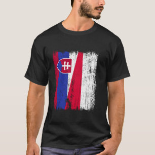 T-shirt Slovaquie Pologne Demi-Drapeau Ancêtre Slovaque Po