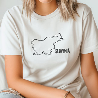T-shirt Slovénie Carte du pays Forme de la ligne frontière