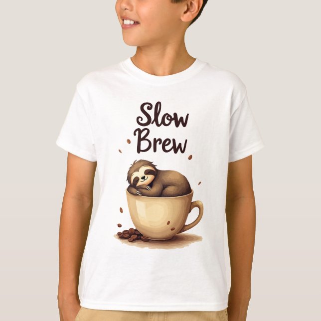 T-shirt Slow Brew Coffee Sloth (Devant)