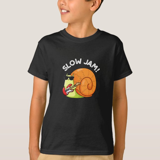 T-shirt Slow Jam Funny Musique Snail Pun Dark BG (Devant)