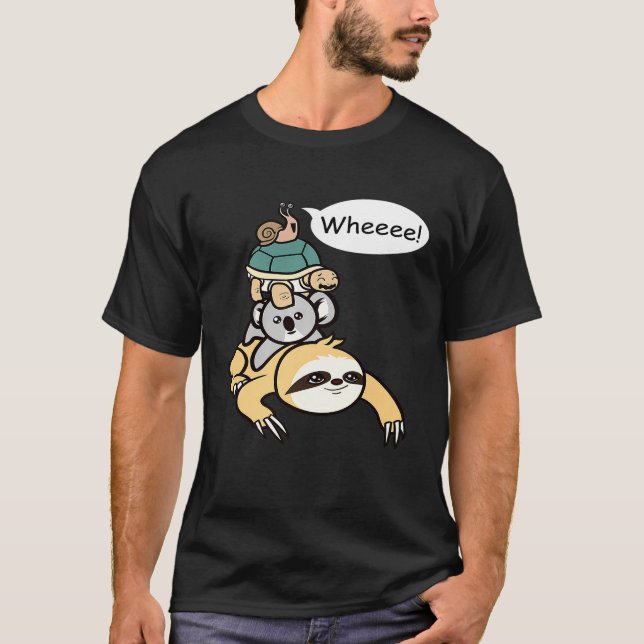 T-shirt Slow Moving Sloth Turtle Koala Snail Family Race (Devant)