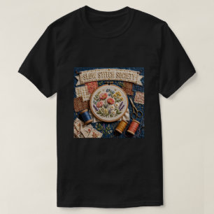 T-shirt Slow Stitch Society Art de broderie florale