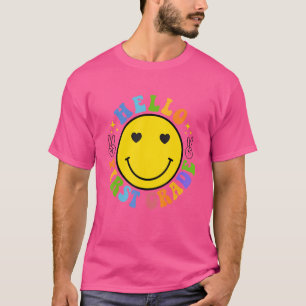 T-shirt Smile Face Hello First Grade Happy First School Da