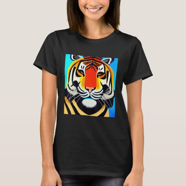 T-shirt Smileteesanim  Cool Tiger Cubism Art (Devant)