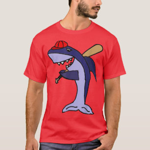 T-shirt Smiletodaytees Funny Shark jouant au baseball