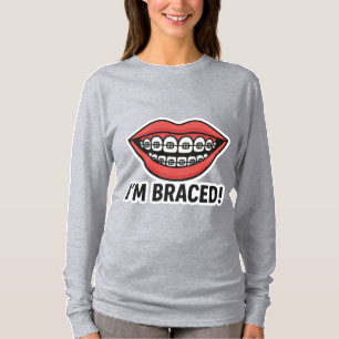 T-shirt Smiley Brace Sticker amusant - Lèvres colorées