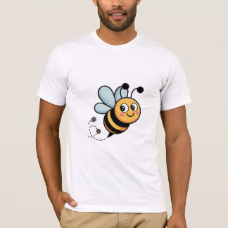 T-shirt Smiling Cartoon Bee with Flowers