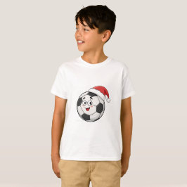 T-shirt Smiling Soccer Ball with Santa Hat