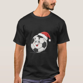 T-shirt Smiling Soccer Ball with Santa Hat