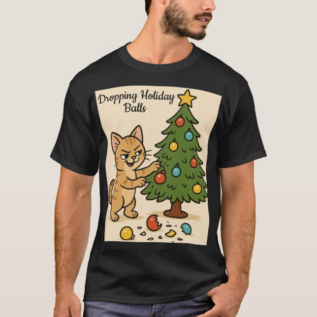 T-shirt Smirking Kitten Christmas Chaos2 (Devant)