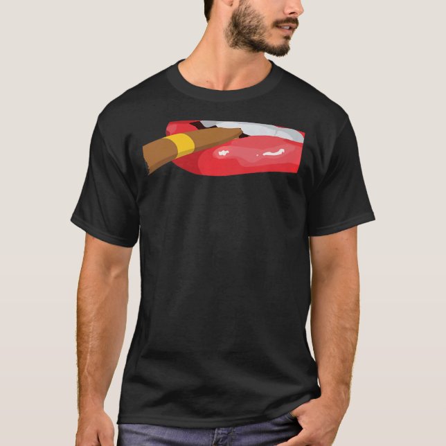T-shirt Smoke Cuban Cigar Lit Lips Smoking Graphic (Devant)
