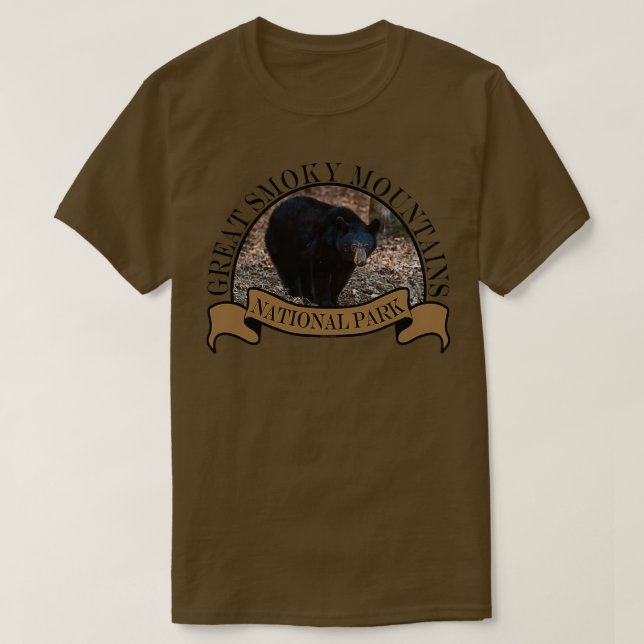 T-shirt Smoky Mountain National Park Cades Cove Ours Noir (Design devant)