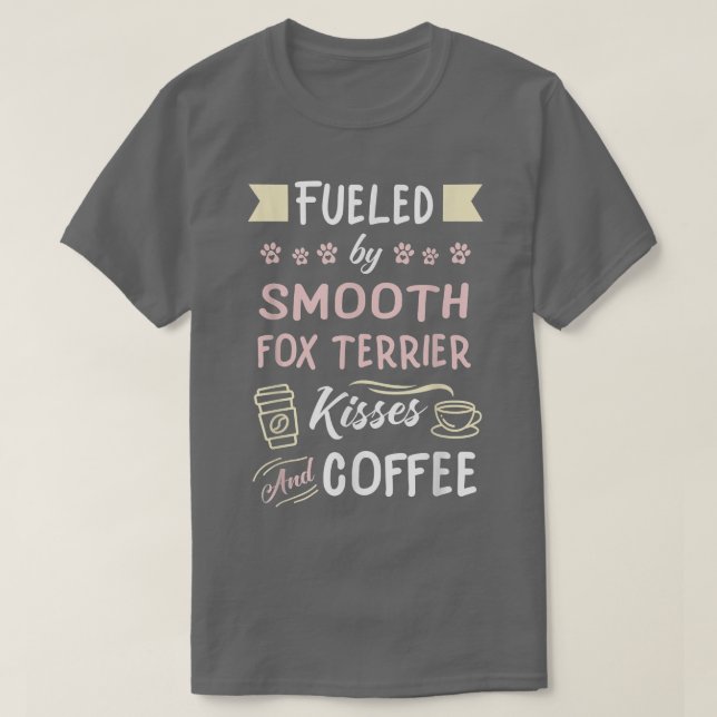 T-shirt Smooth Fo Terrier Baisers et café (Design devant)