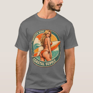 T-shirt Smooth Ride Coastal Supply   Graphisme Pin-up Surf