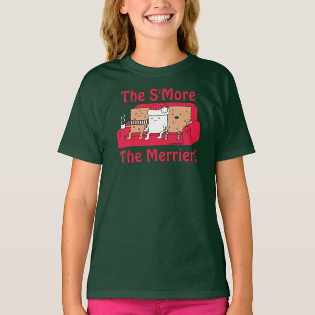 T-shirt S'More Merrier Cute Kids Cartoon Noël (Devant)