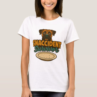T-shirt "SNACCIDENT Survivor" Funny Boxer Chien