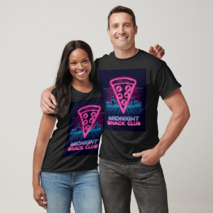 T-shirt Snack Club de minuit - Neon Synthwave Pizza Slice