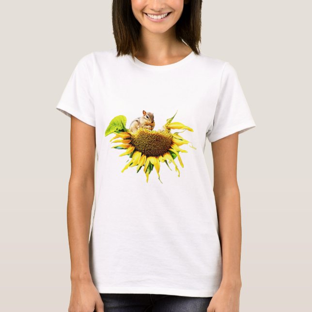 T-shirt Snacking de Chipmunk sur les graines de tournesol (Devant)