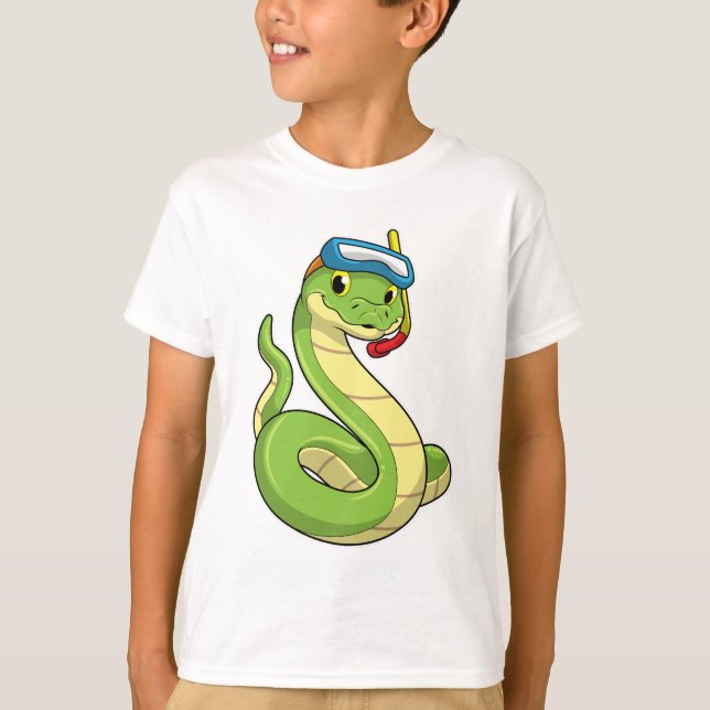 T-shirt Snake as Diver wirth Snorkel (Devant)