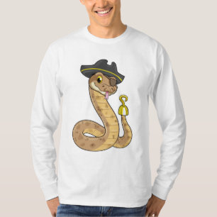 T-shirt Snake as Pirate with Hook Hand & Eye patch