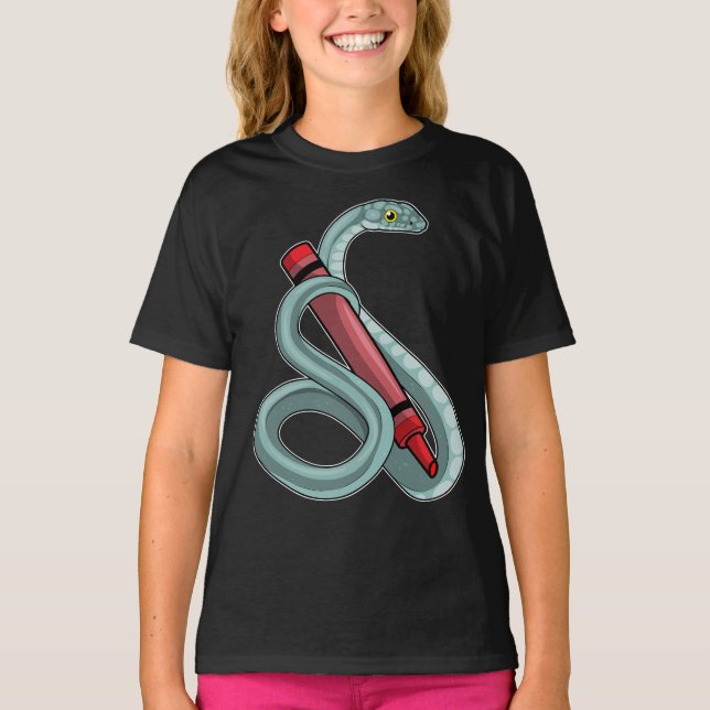 T-shirt Snake Pupil École Crayon (Devant)