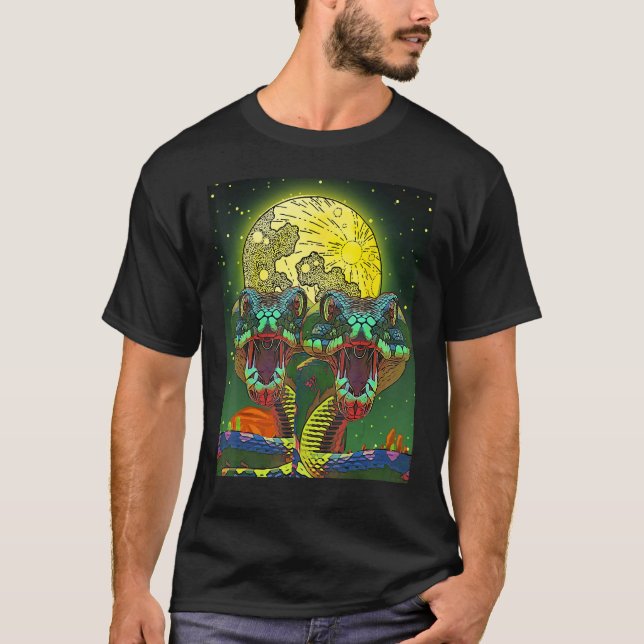 T-shirt Snake  Trippy 2 Headed Snake in Desert Cool Graphi (Devant)