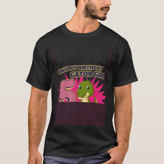 T-shirt Snappy 6e anniversaire Backprint Gator Girl 11 (Devant)