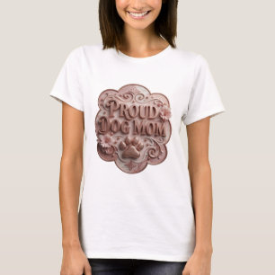 T-shirt Snappy Gold Fière MAMAN DE CHIEN Texte 3D