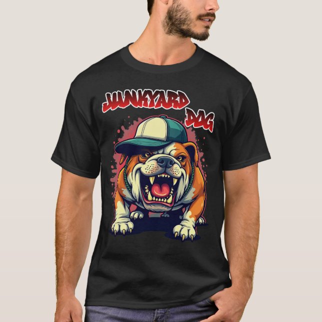 T-shirt Snarling Junkyard Bulldog Urban Streetwear Tee (Devant)
