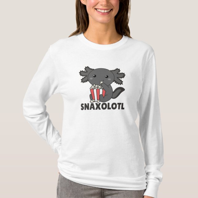 T-shirt Snaxolotl Axolotl Amateurs de doux animaux Popcorn (Devant)