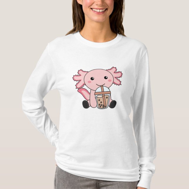 T-shirt Snaxolotl Axolotl Amateurs de thé à bulles Animaux (Devant)