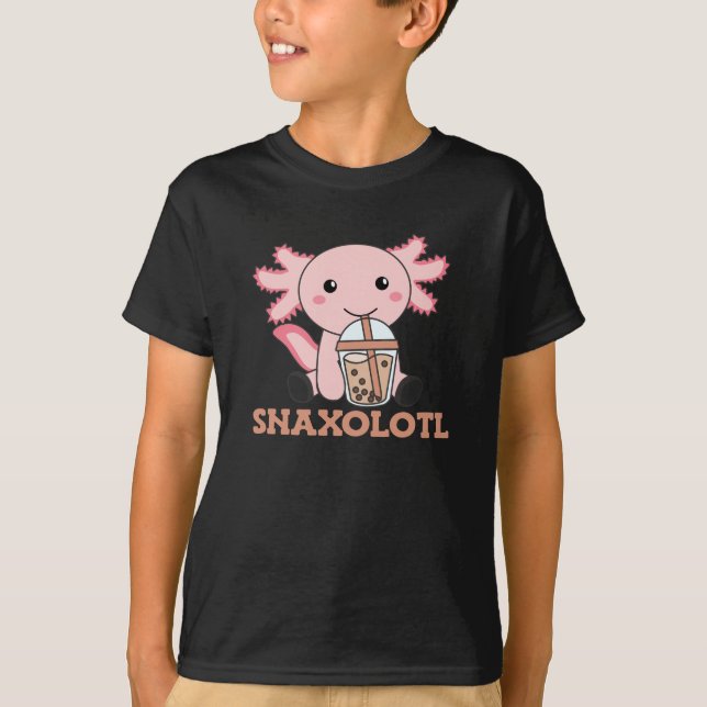 T-shirt Snaxolotl Axolotl Amateurs de thé à bulles Animaux (Devant)