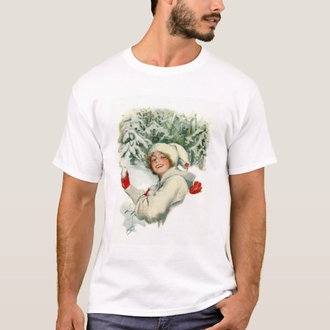 T-shirt Snowball Fight (par Harrison Fisher) (Devant)
