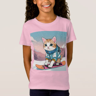 T-Shirt Snowboard Cat Anime Adventure
