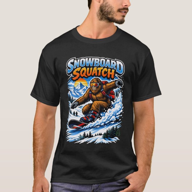 T-shirt Snowboard Squatch – Funny Bigfoot Snowboarding  (Devant)