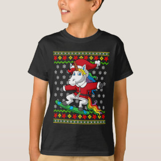 T-shirt Snowboard Unicorn Père Noël Snowboard Noël S