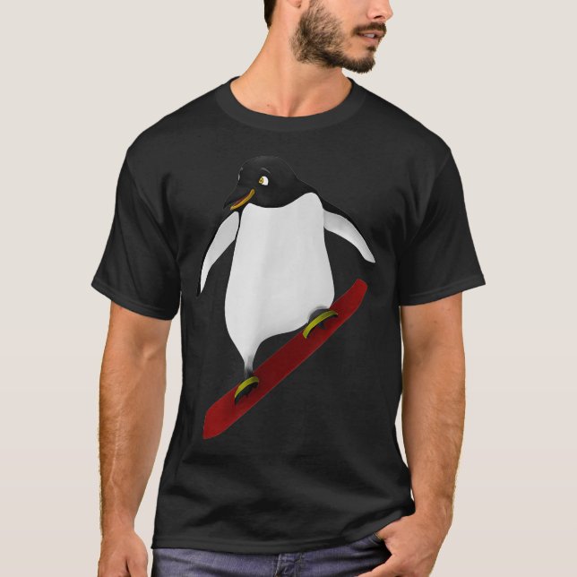 T-shirt Snowboarding Penguin  (Devant)