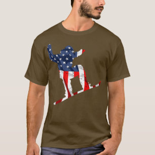 T-shirt Snowboarding Sport USA Rétro Drapeau Américain 4 J