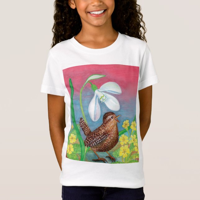 T-Shirt Snowdrop & wrbird & spring Girls (Devant)