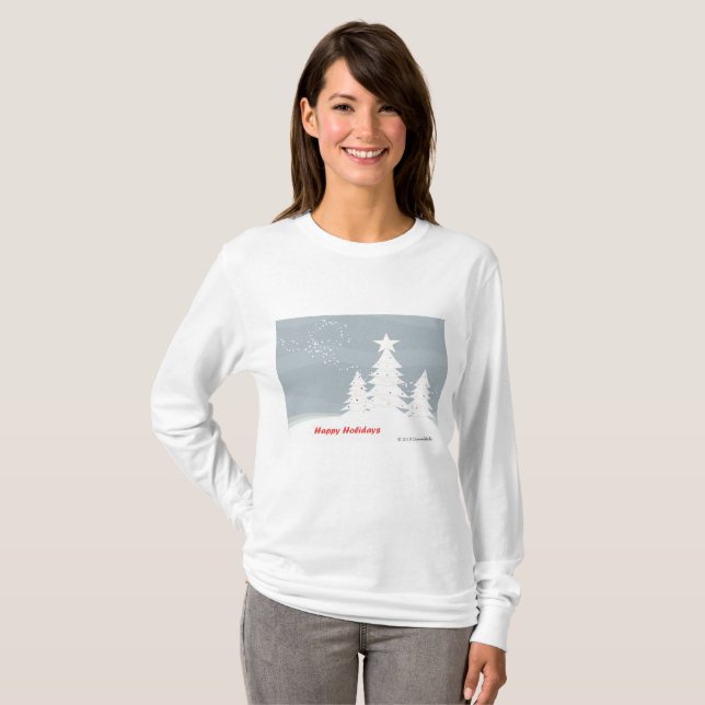 T-shirt Snowfall et Pine Trees - "Happy Holidays" (Devant entier)