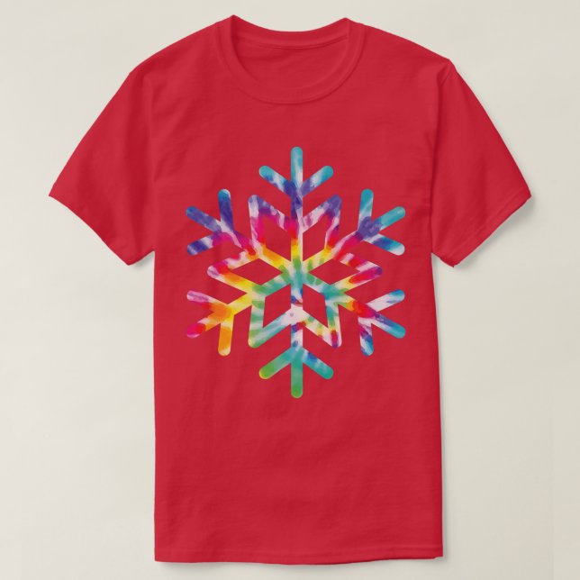 T-shirt Snowflake Tie Dye Christmas Hippie Retro Holiday X (Design devant)