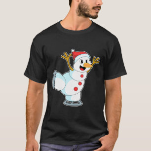 T-shirt Snowman au patinage sur glace avec patins sur glac