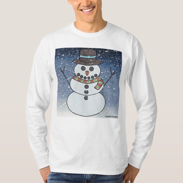 T-shirt Snowman avec BG (blanc) - Chemise à manches longue (Devant)