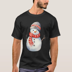 T-shirt Snowman avec carotte Nez Écharpe hiver Noël