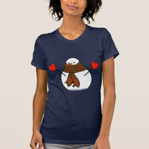 T-shirt Snowman avec les Mittens rouges et une longue écha