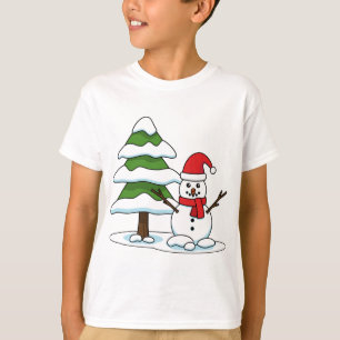 T-shirt Snowman avec Snowman Pine Tree