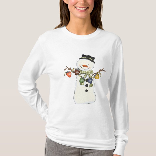 T-shirt Snowman blanc Nano long manches (Devant)