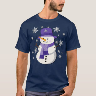 T-shirt Snowman Dans Les Flammes De Neige Violet WInter
