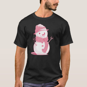 T-shirt Snowman de Noël rose givré