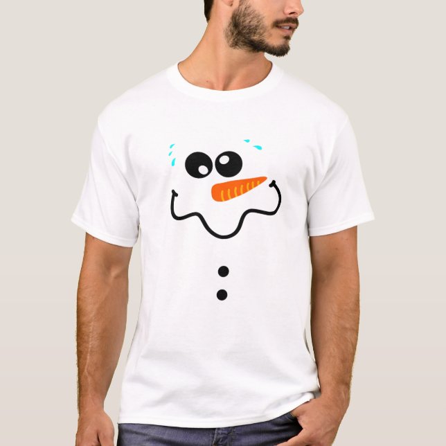 T-shirt Snowman d'hiver drôle Visage Carotte Nez Noël (Devant)